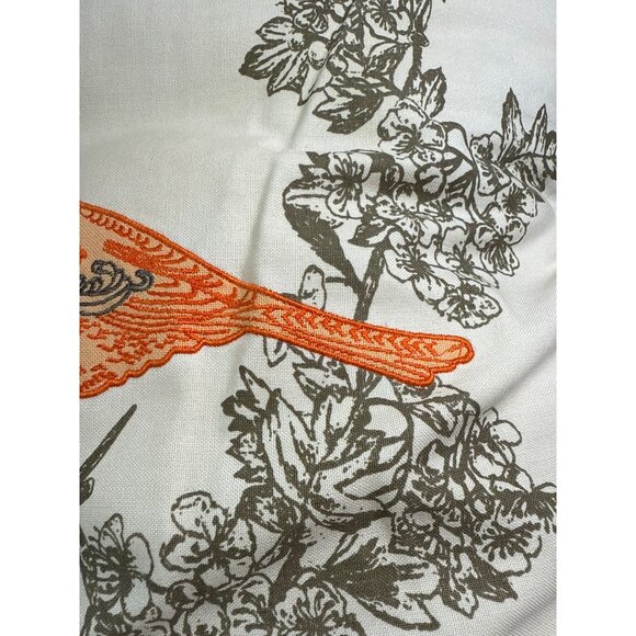 Set Of 2 Vintage Bird Embroidered Throw Pillows Nature-Themed  Orange Gray - Picture 5 of 15